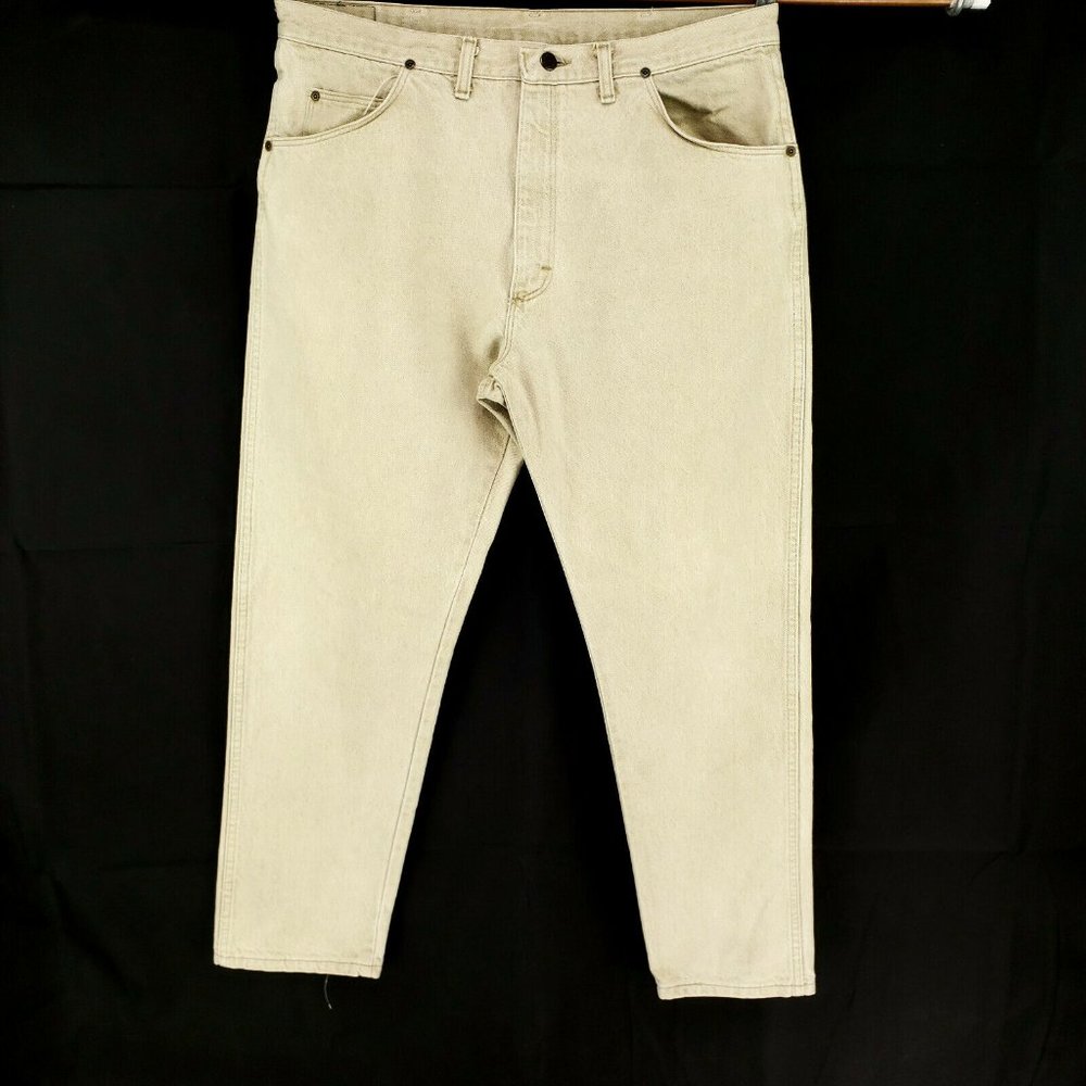 VTG Wrangler 36x29 USA MADE Beige Jeans Denim